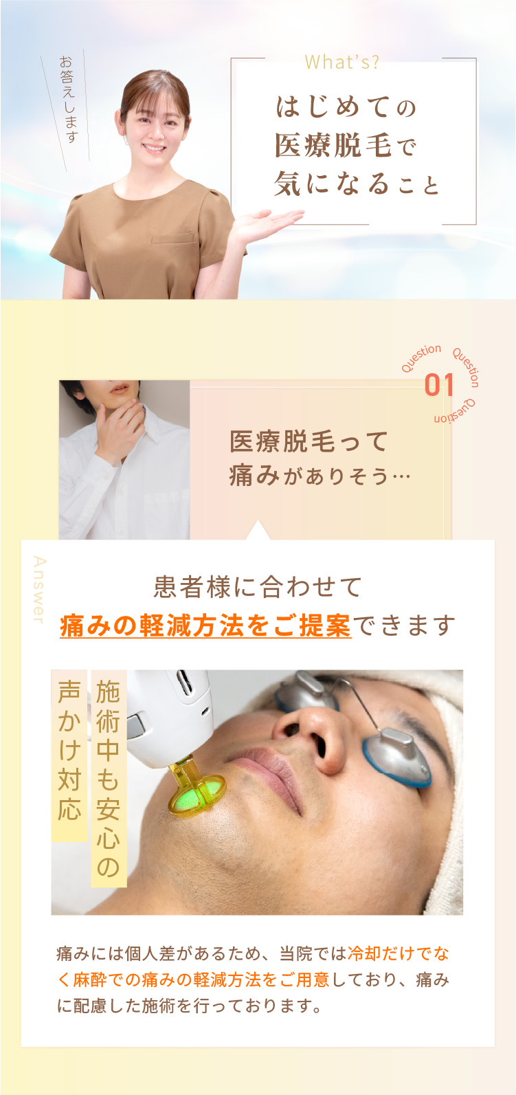 はじめての医療脱毛で気になること 1:医療脱毛って痛みがありそう